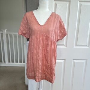 Mahina Women's Short Pink/Coral V-Neck Short Dress - Size Medium